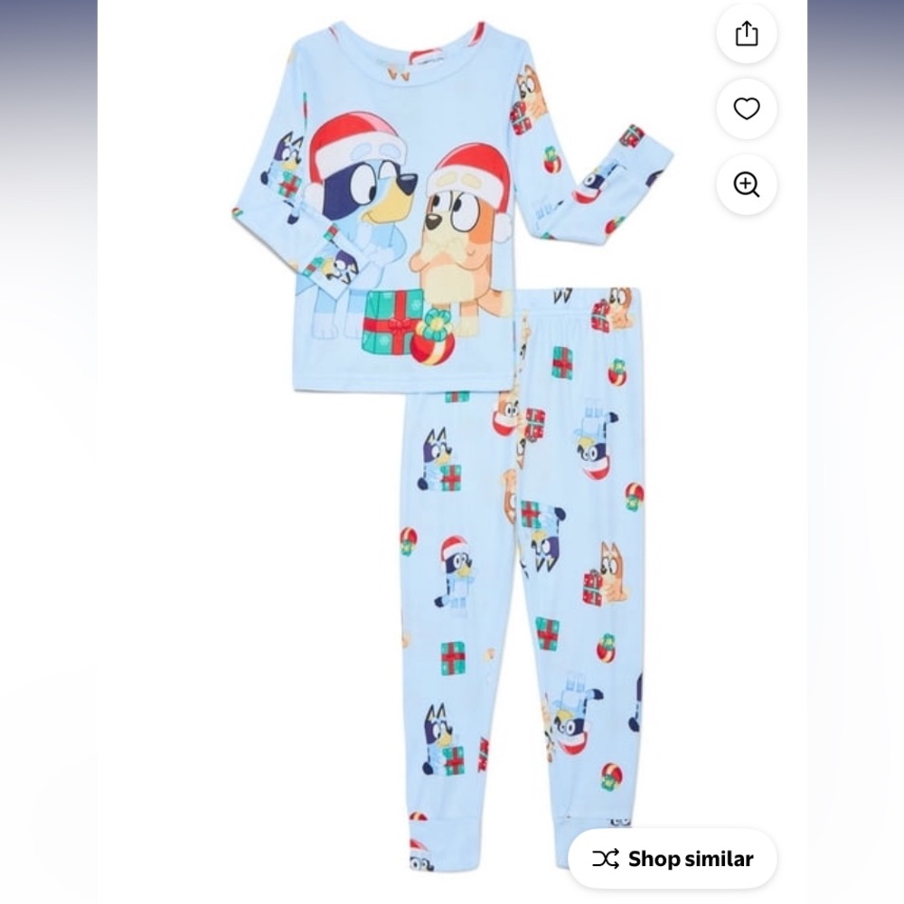 Christmas Kids Bluey Snug Fit Pajamas Set - Blue
